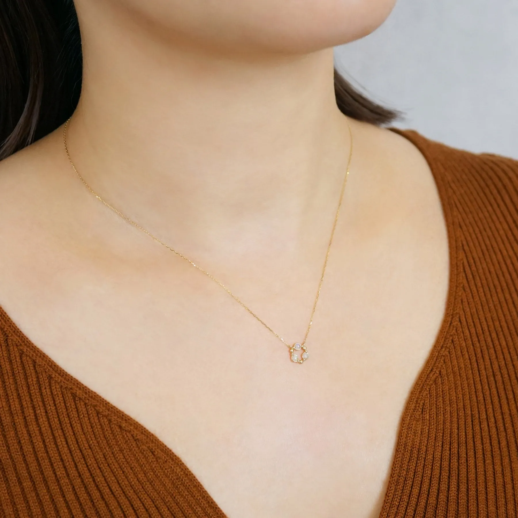 10K 3-Stone Opal Necklace (Yellow Gold)