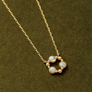 10K 3-Stone Opal Necklace (Yellow Gold)