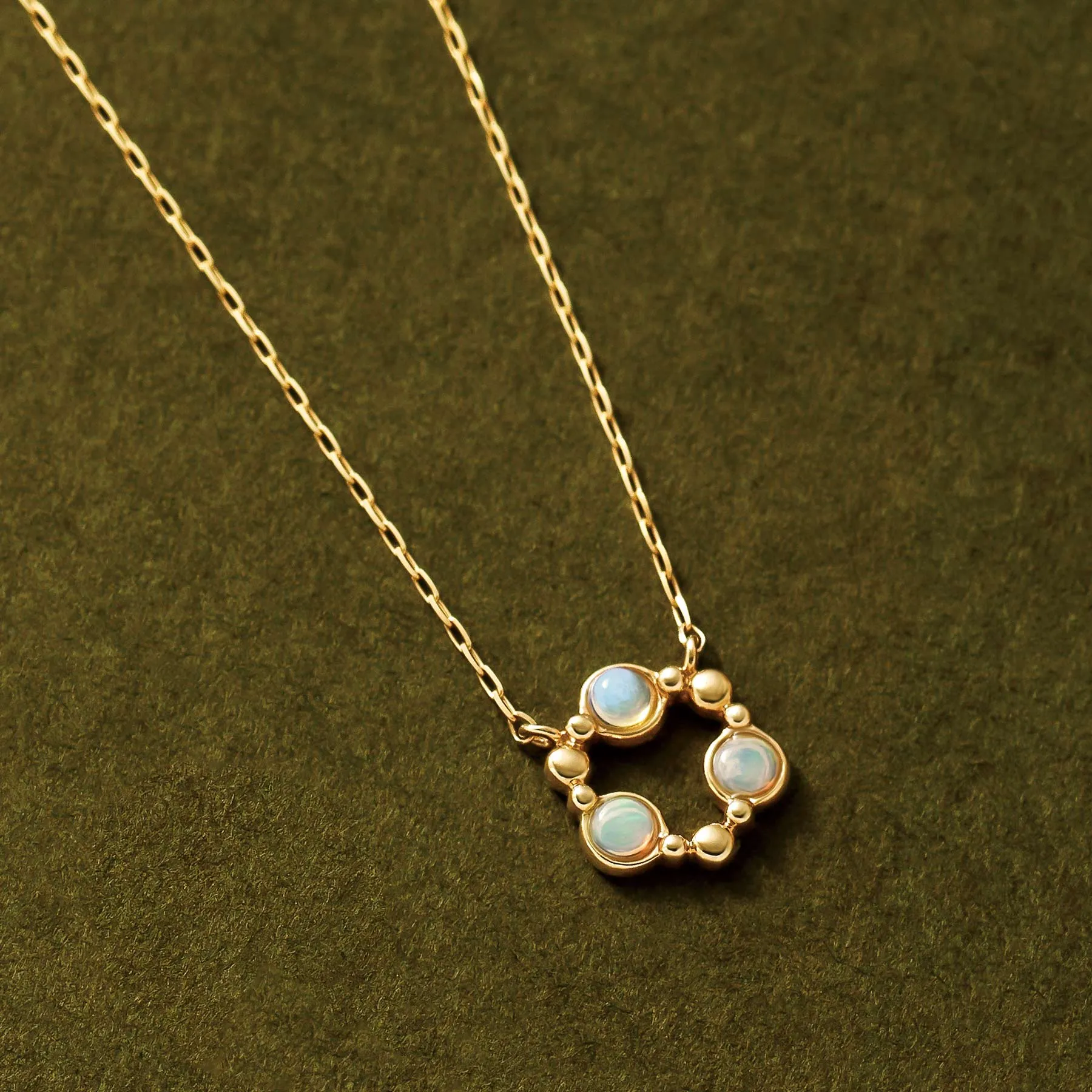 10K 3-Stone Opal Necklace (Yellow Gold)