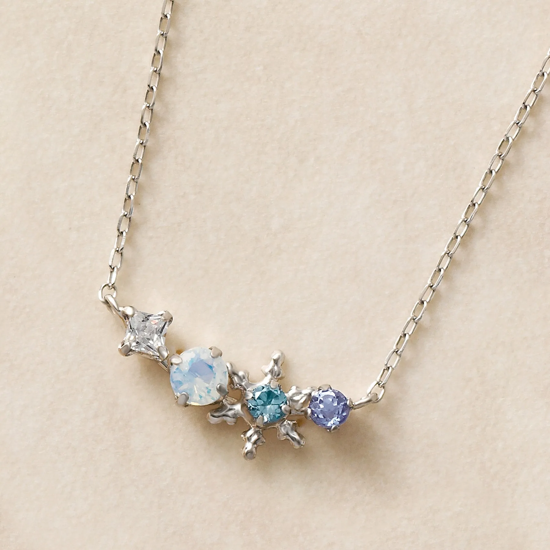 10K White Gold Tanzanite Snow Crystal Necklace