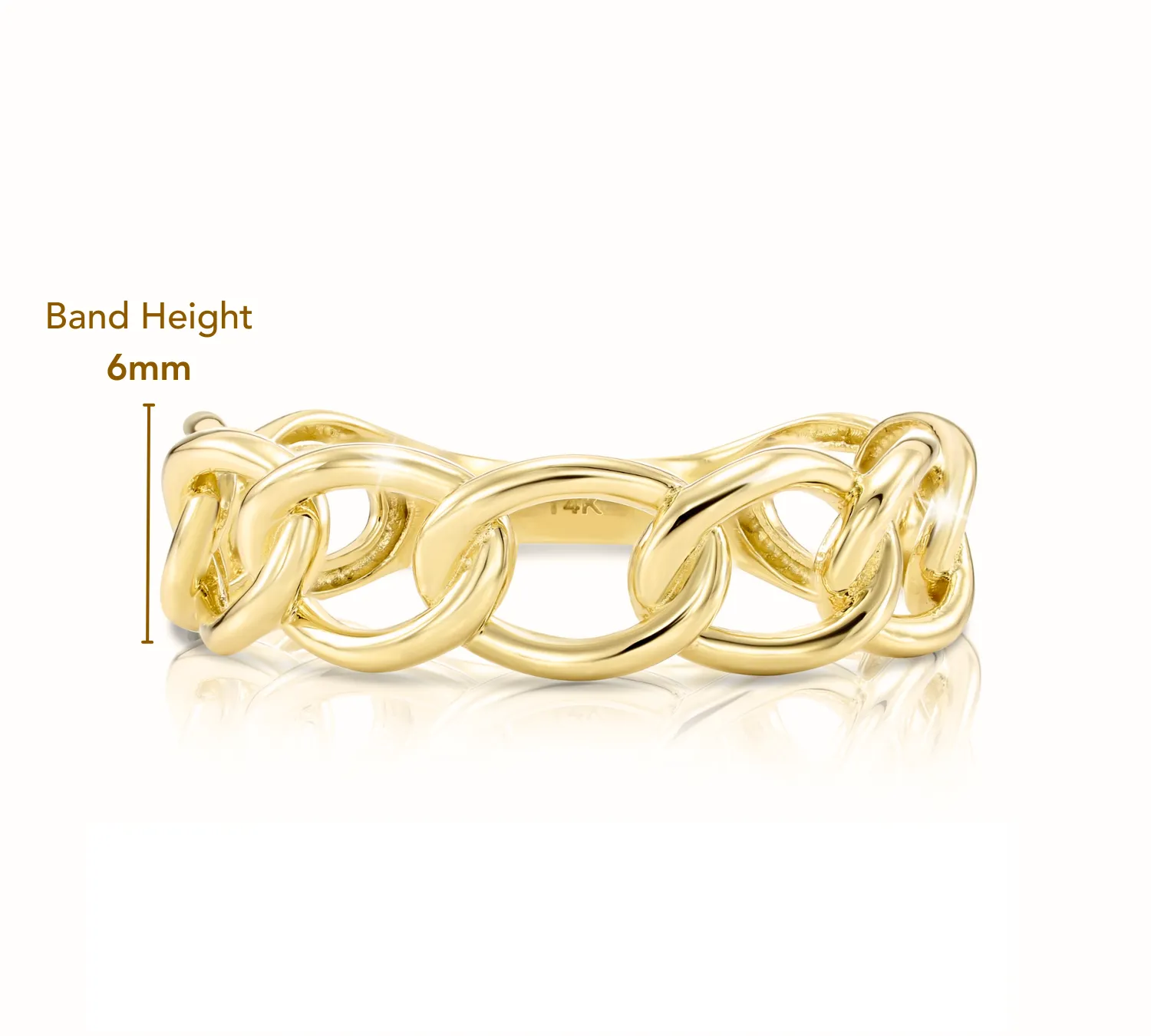 14k Solid Gold Cuban Link Interlocking Ring