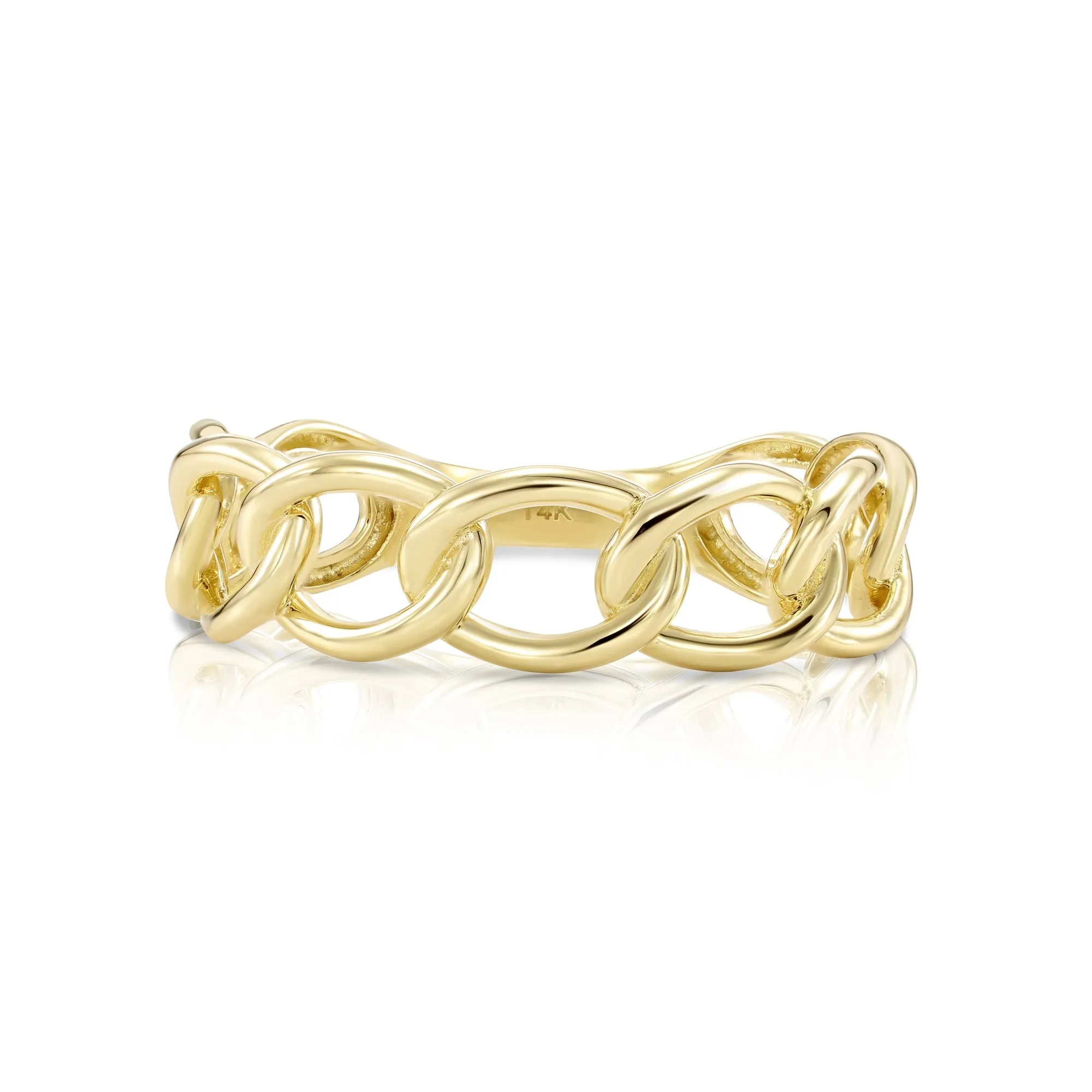 14k Solid Gold Cuban Link Interlocking Ring