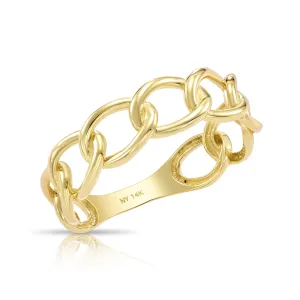 14k Solid Gold Cuban Link Interlocking Ring