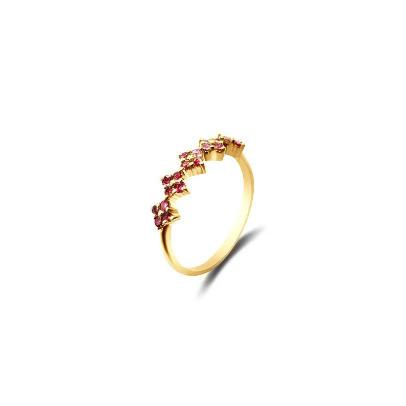 18k Gold Square Pattern Ruby Ring
