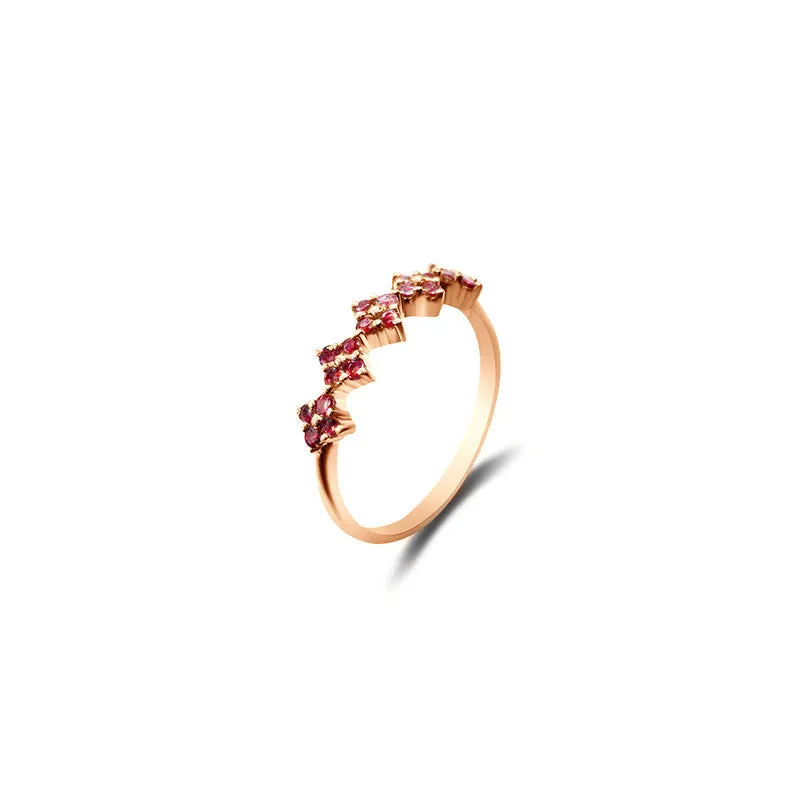 18k Gold Square Pattern Ruby Ring