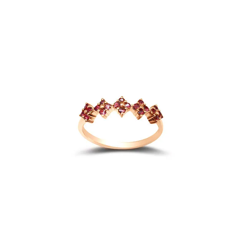 18k Gold Square Pattern Ruby Ring