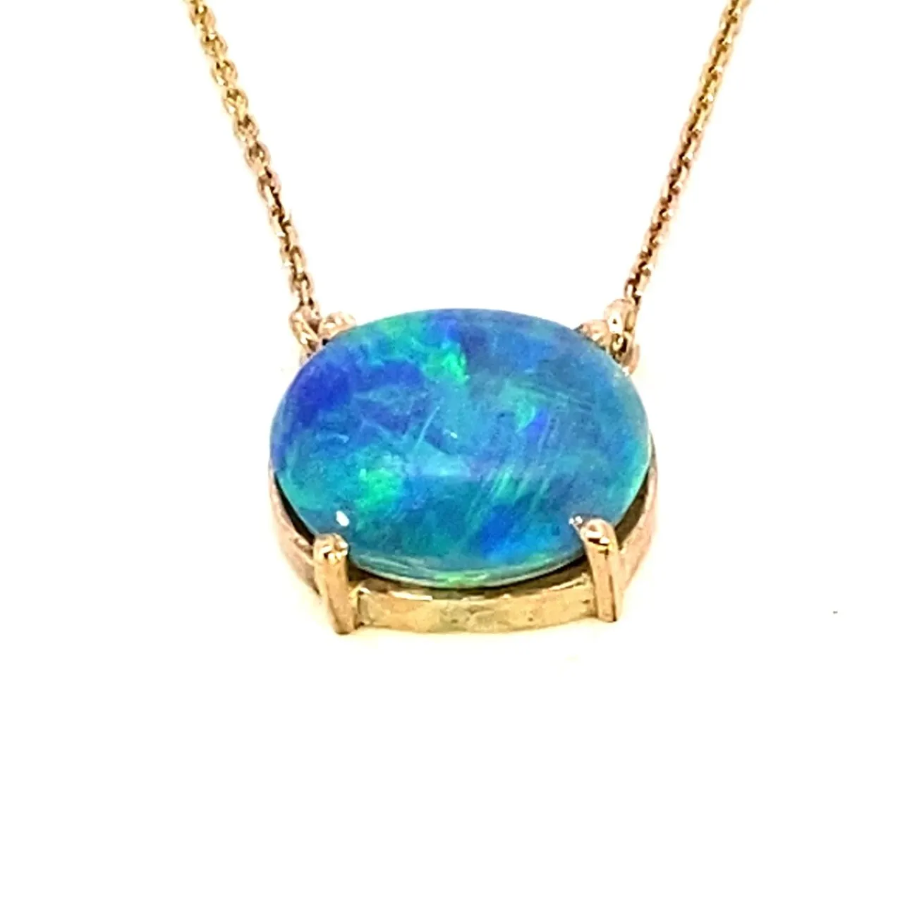 9ct yellow gold doublet opal pendant