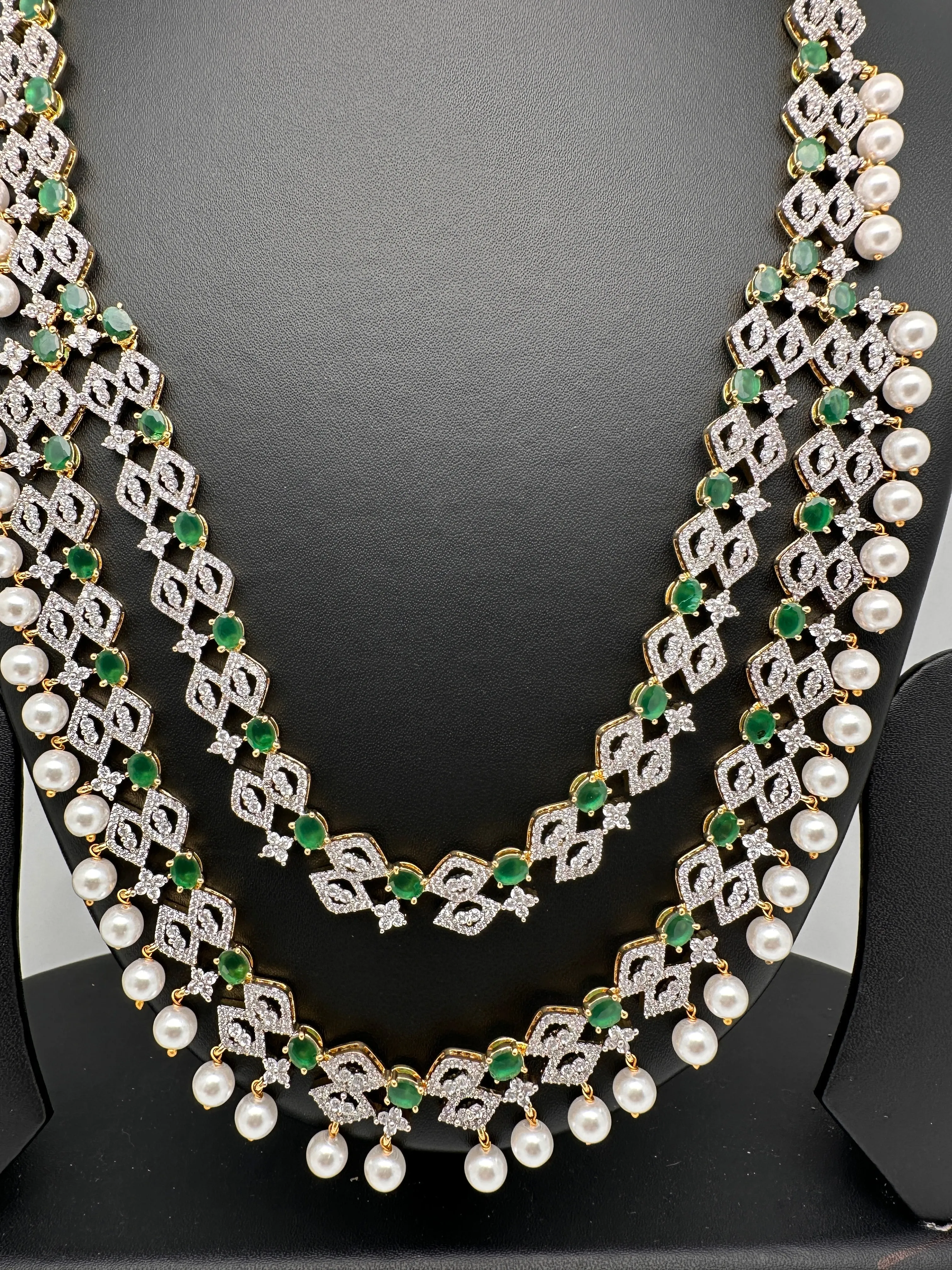 AD Color Stone Double Layer Do Lada Long Necklace