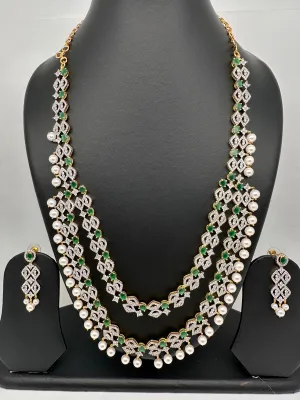 AD Color Stone Double Layer Do Lada Long Necklace