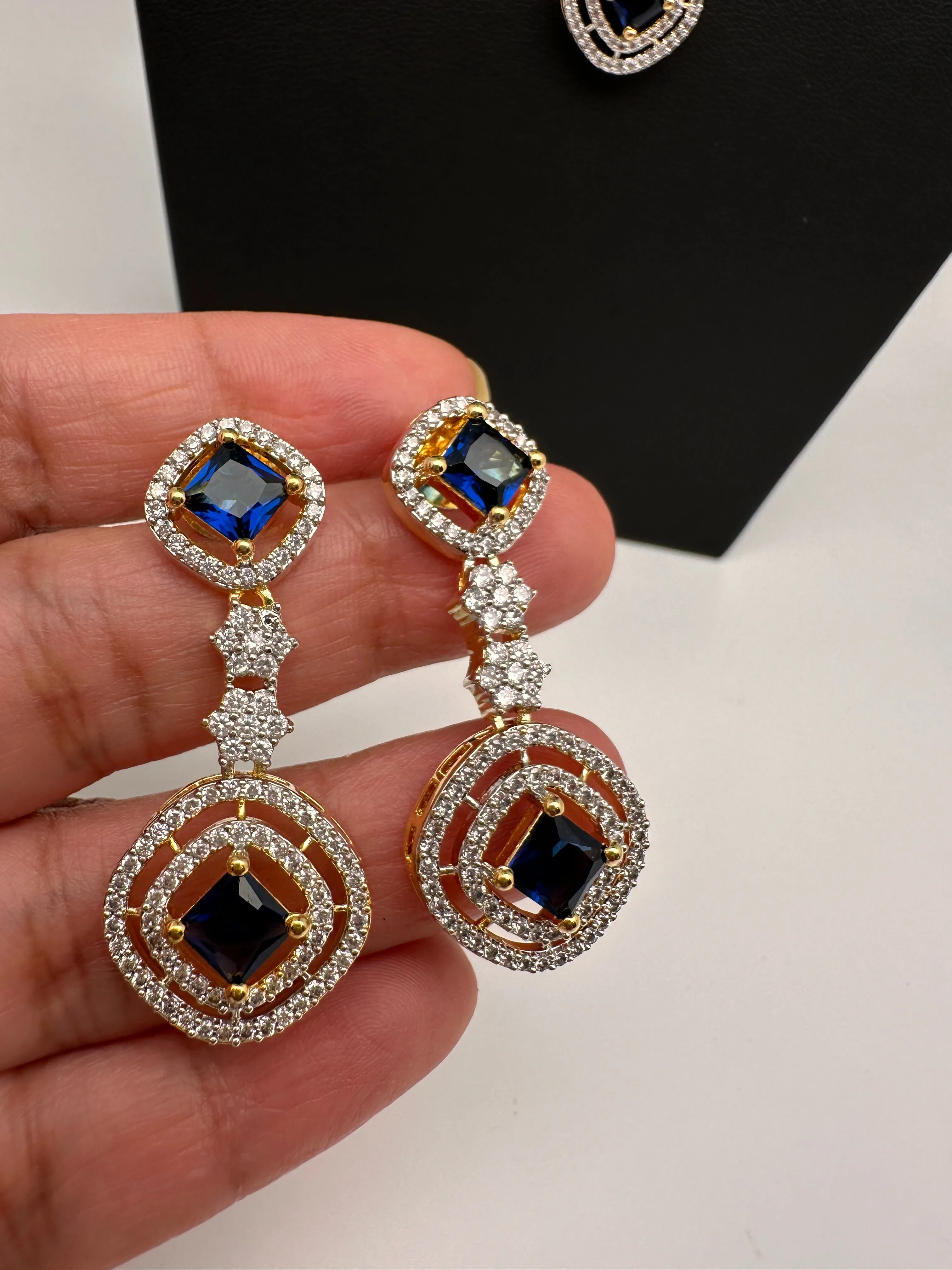 AD Color Stone double layer Short Necklace
