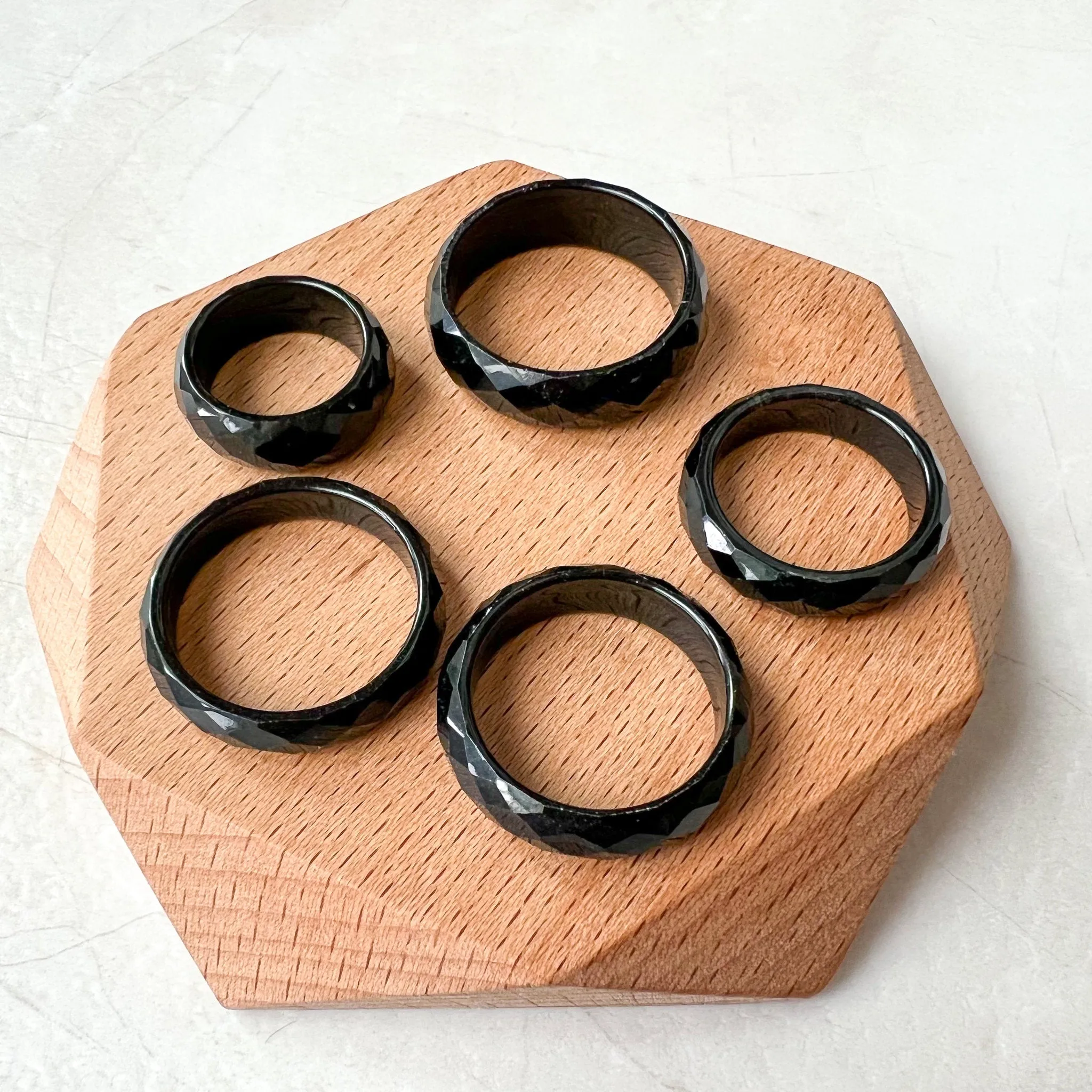 Black Jadeite Jade Ring, Diamond cut ring, Omphacite jadeite jade, LGG-0830-1669863315