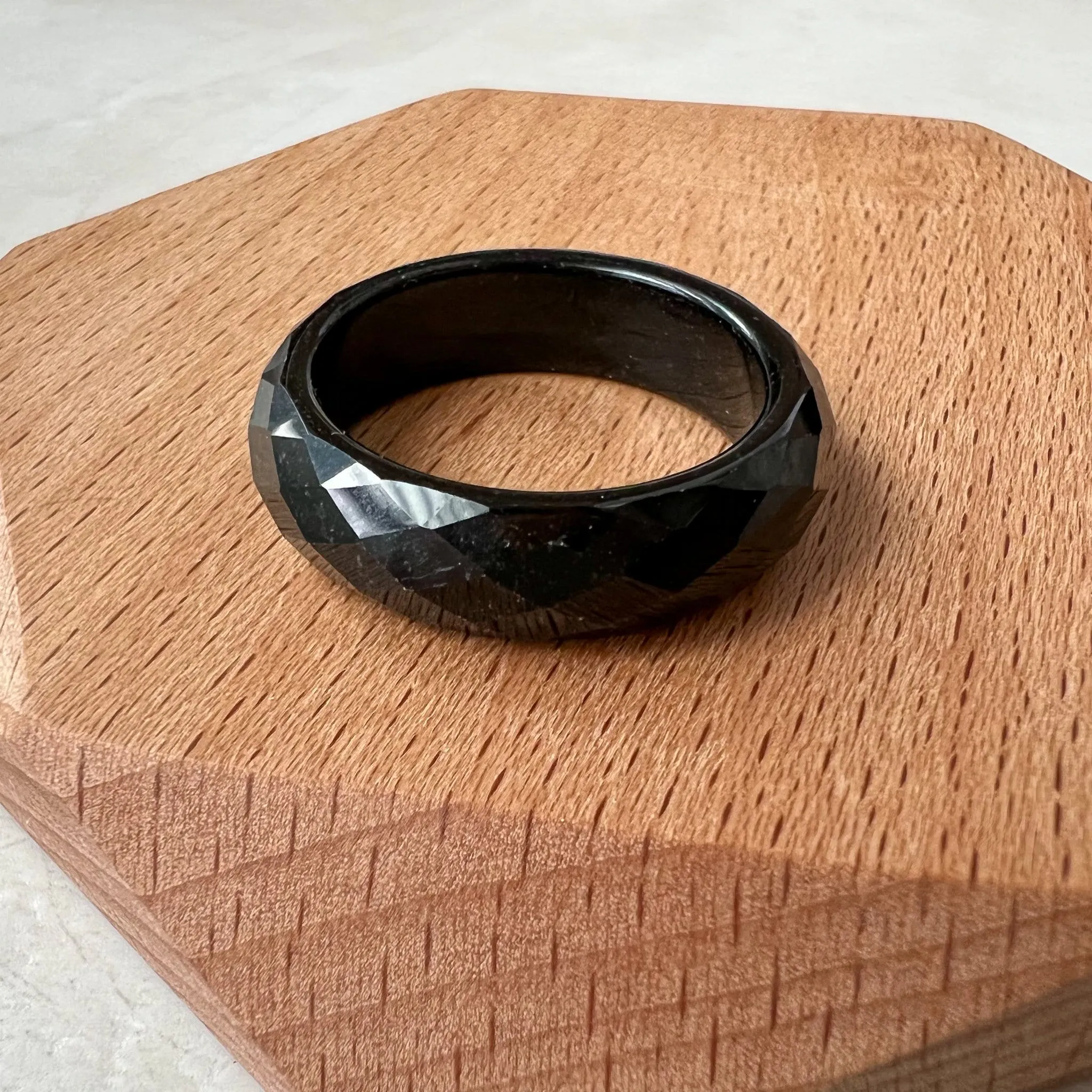 Black Jadeite Jade Ring, Diamond cut ring, Omphacite jadeite jade, LGG-0830-1669863315