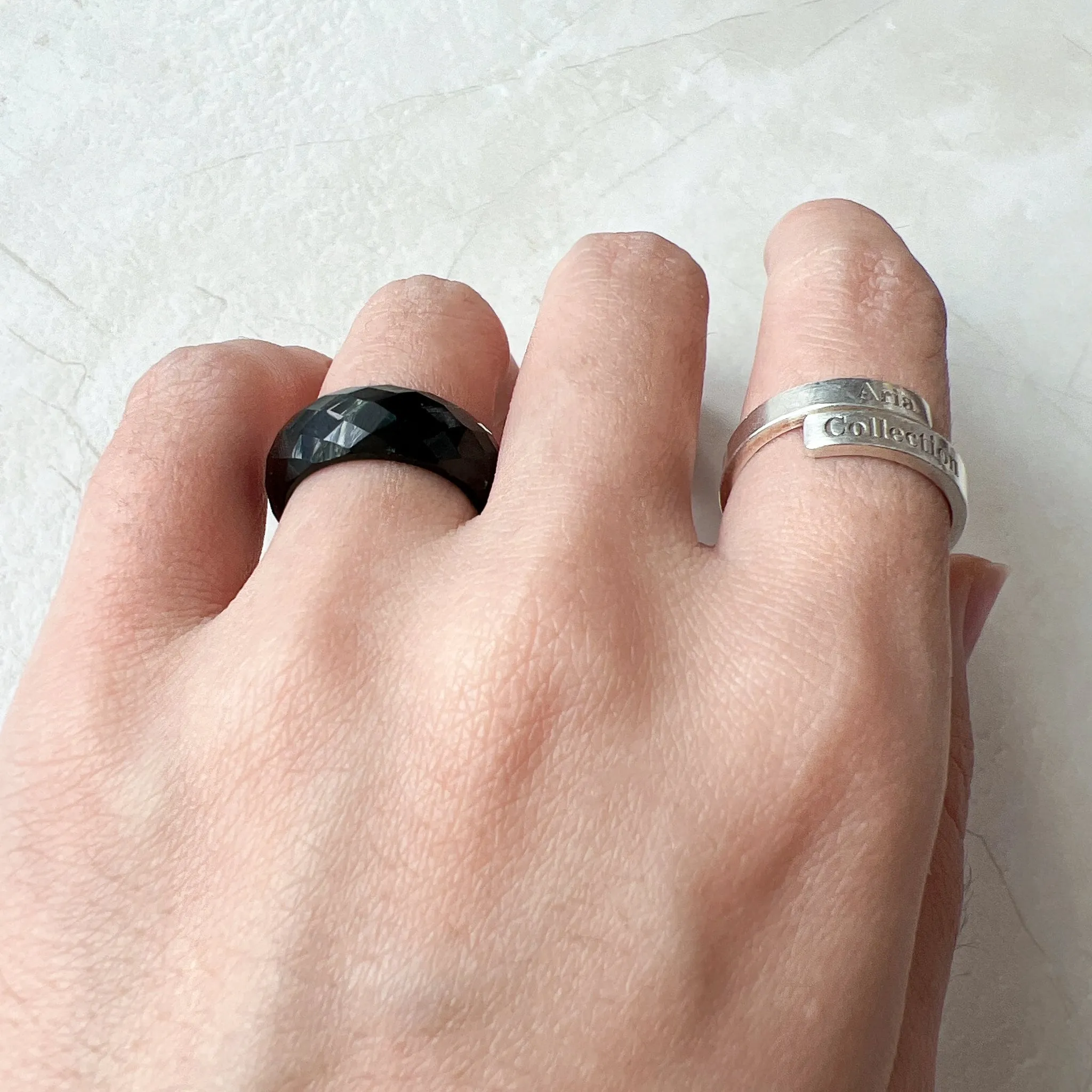 Black Jadeite Jade Ring, Diamond cut ring, Omphacite jadeite jade, LGG-0830-1669863315