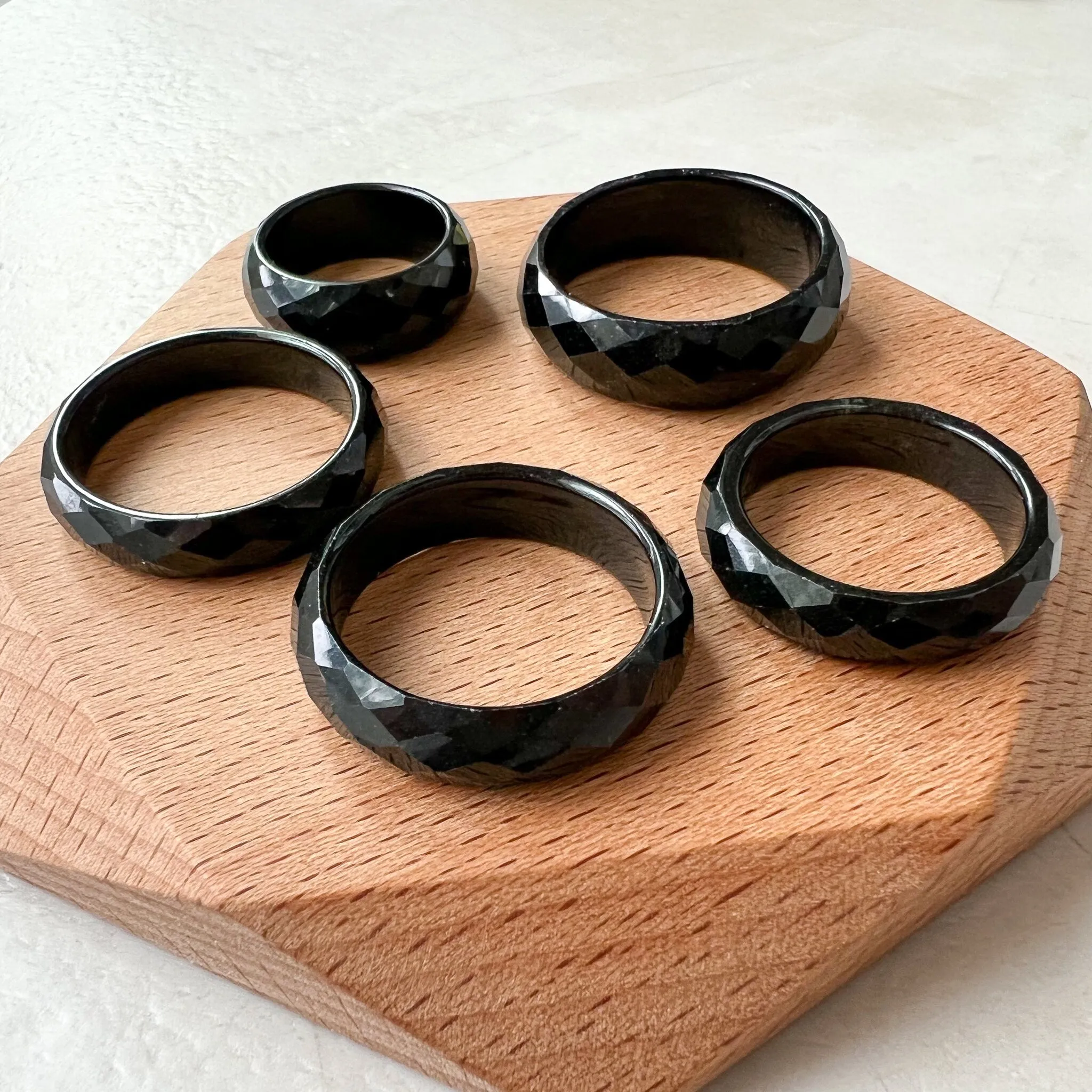 Black Jadeite Jade Ring, Diamond cut ring, Omphacite jadeite jade, LGG-0830-1669863315