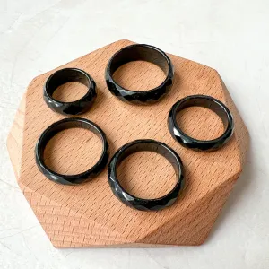 Black Jadeite Jade Ring, Diamond cut ring, Omphacite jadeite jade, LGG-0830-1669863315