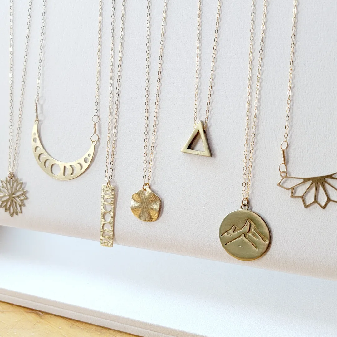 Celestial Moon Phase Half Circle Boho Necklace