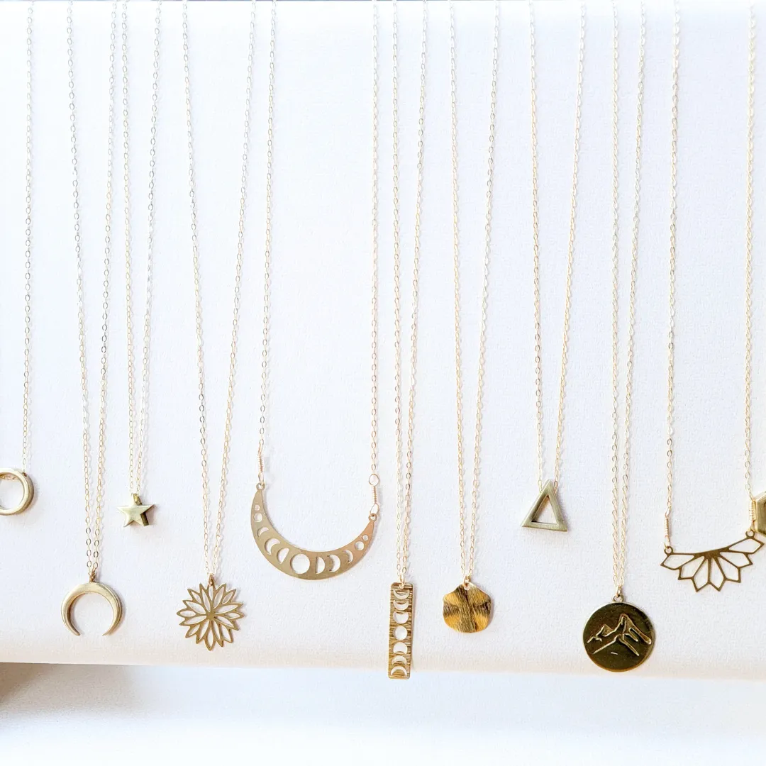 Celestial Moon Phase Half Circle Boho Necklace