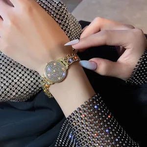 Cool Style Luxury Inlaid Rhinestone Double Chain Watch