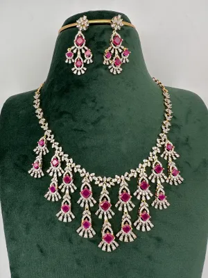 CZ Neckline Color Stone Short Necklace