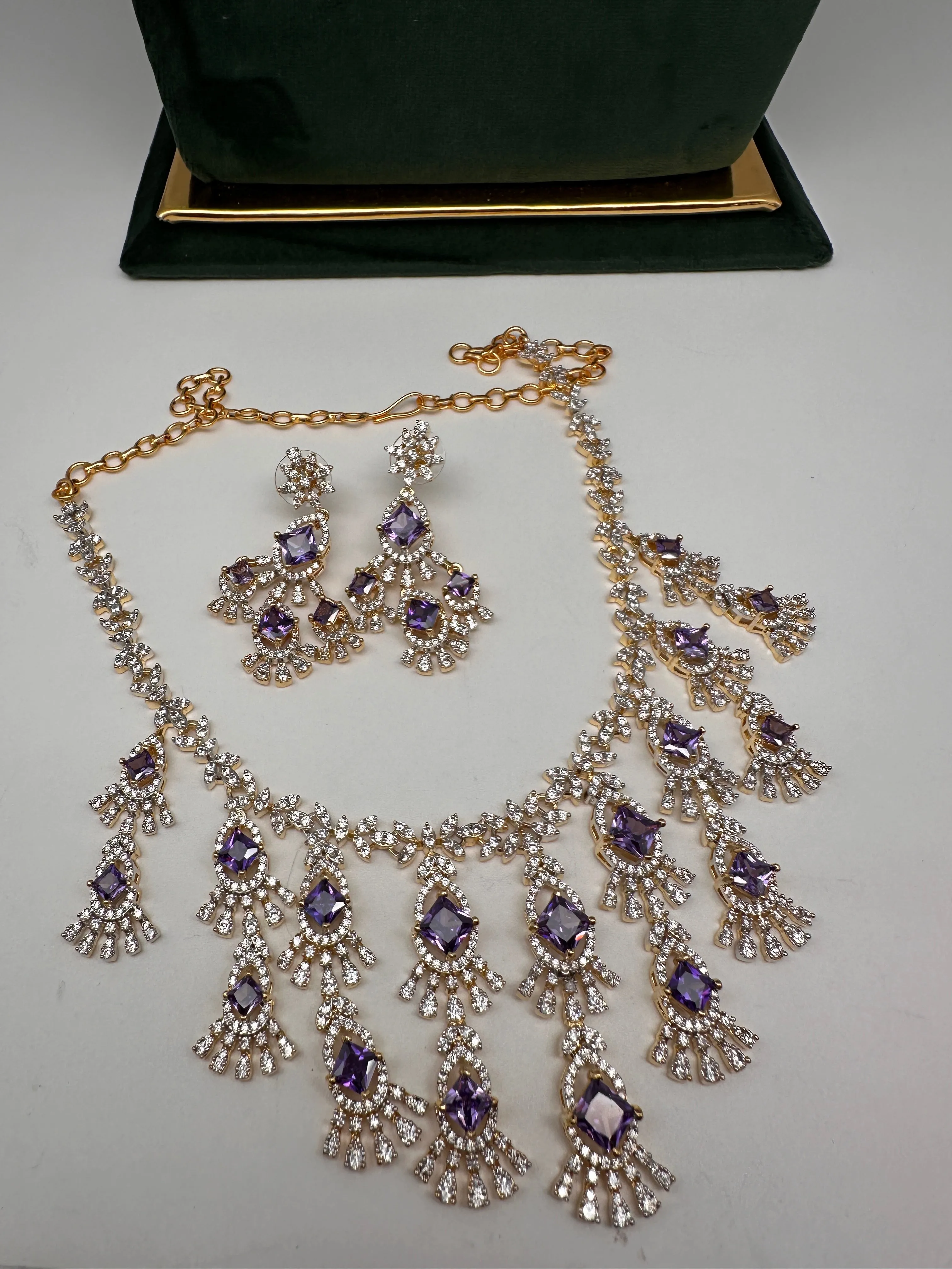 CZ Neckline Color Stone Short Necklace