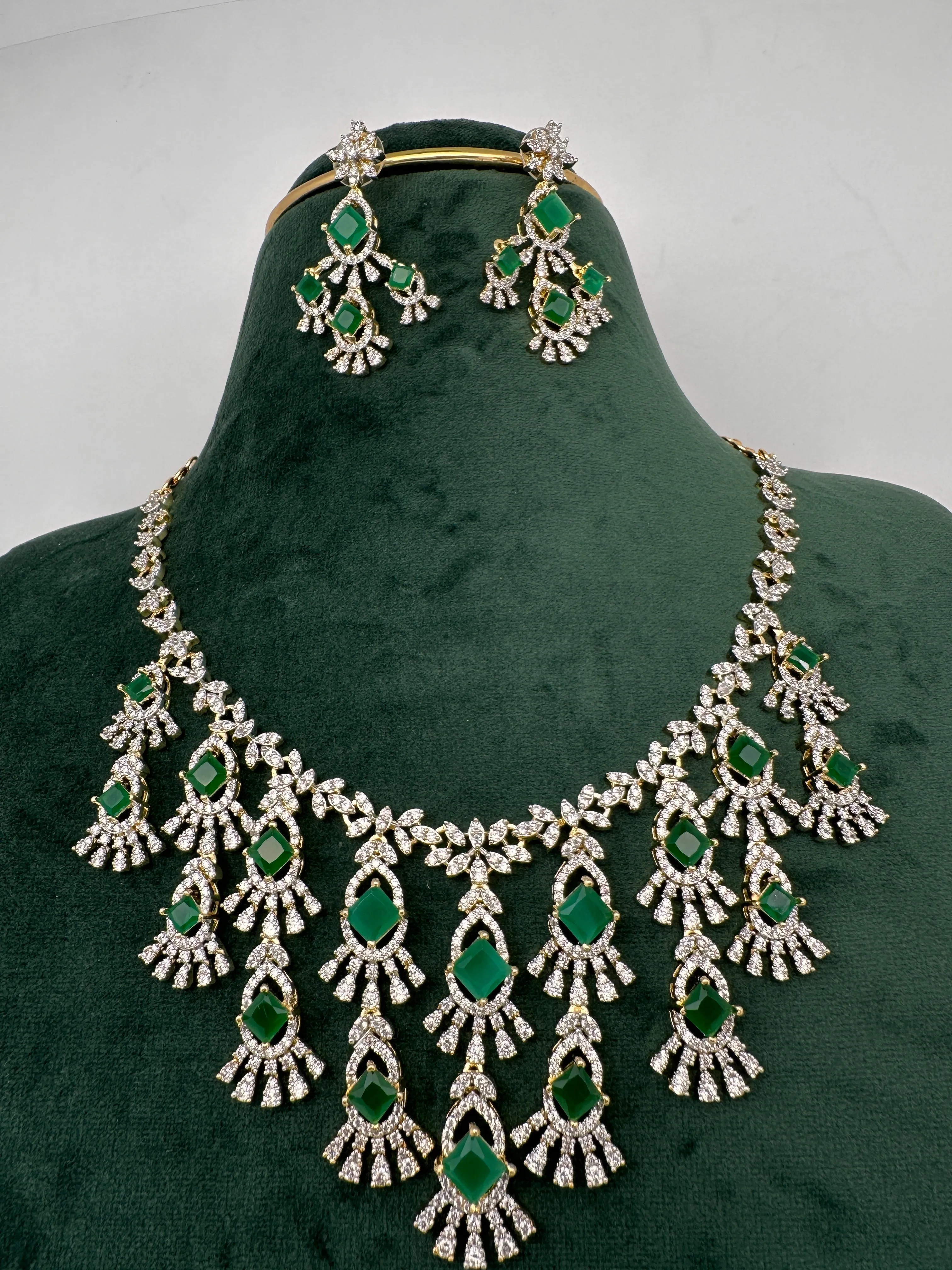 CZ Neckline Color Stone Short Necklace