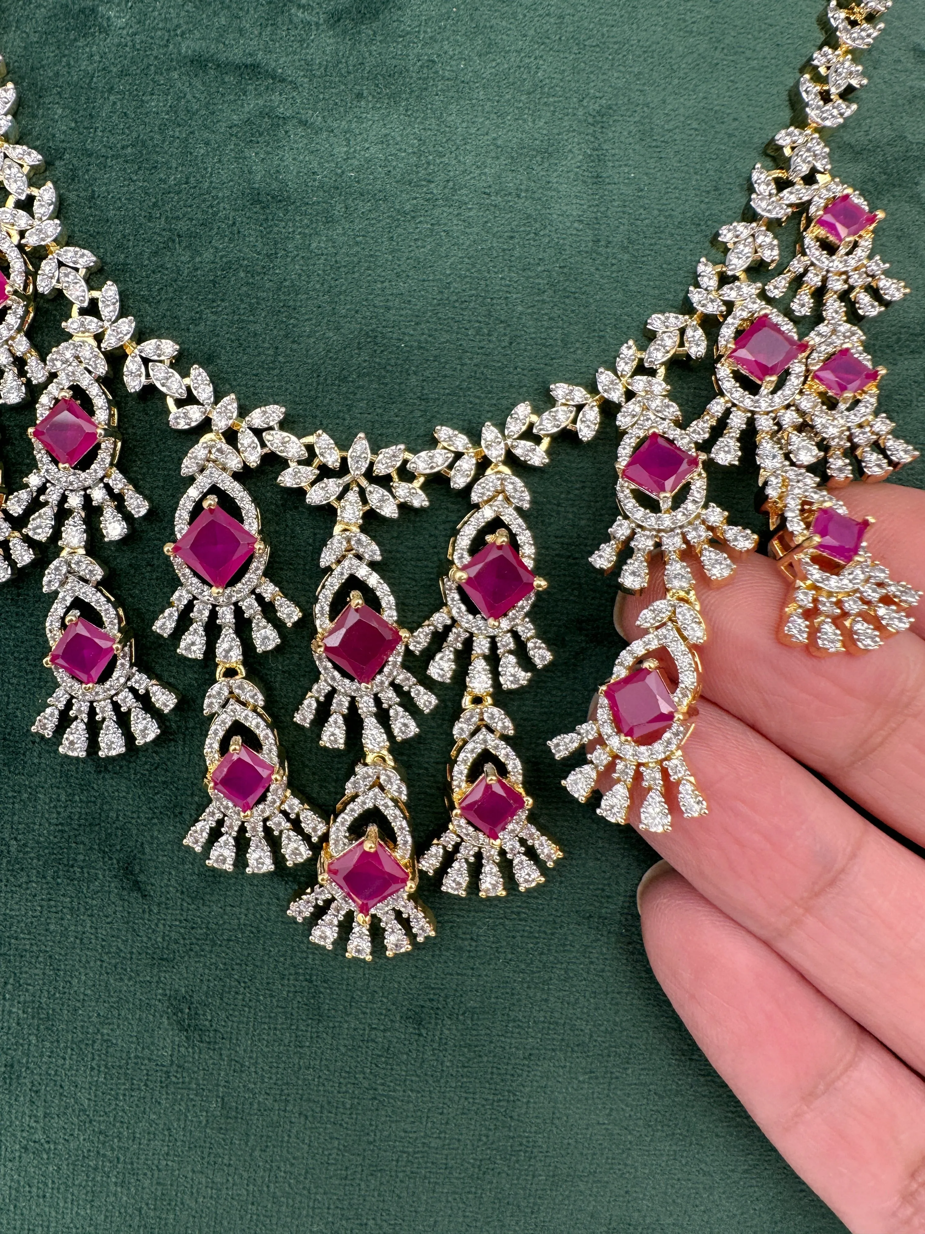 CZ Neckline Color Stone Short Necklace
