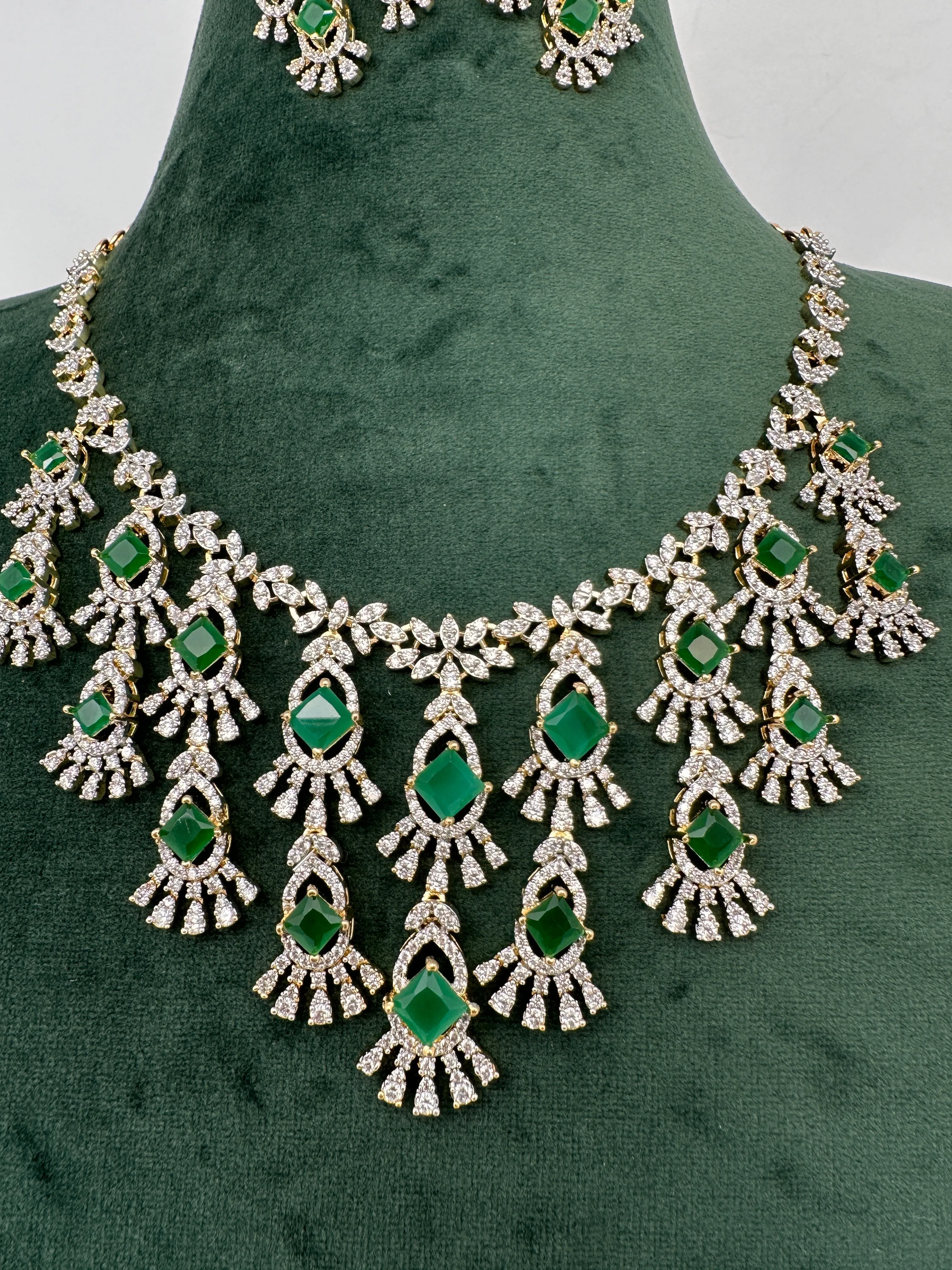 CZ Neckline Color Stone Short Necklace