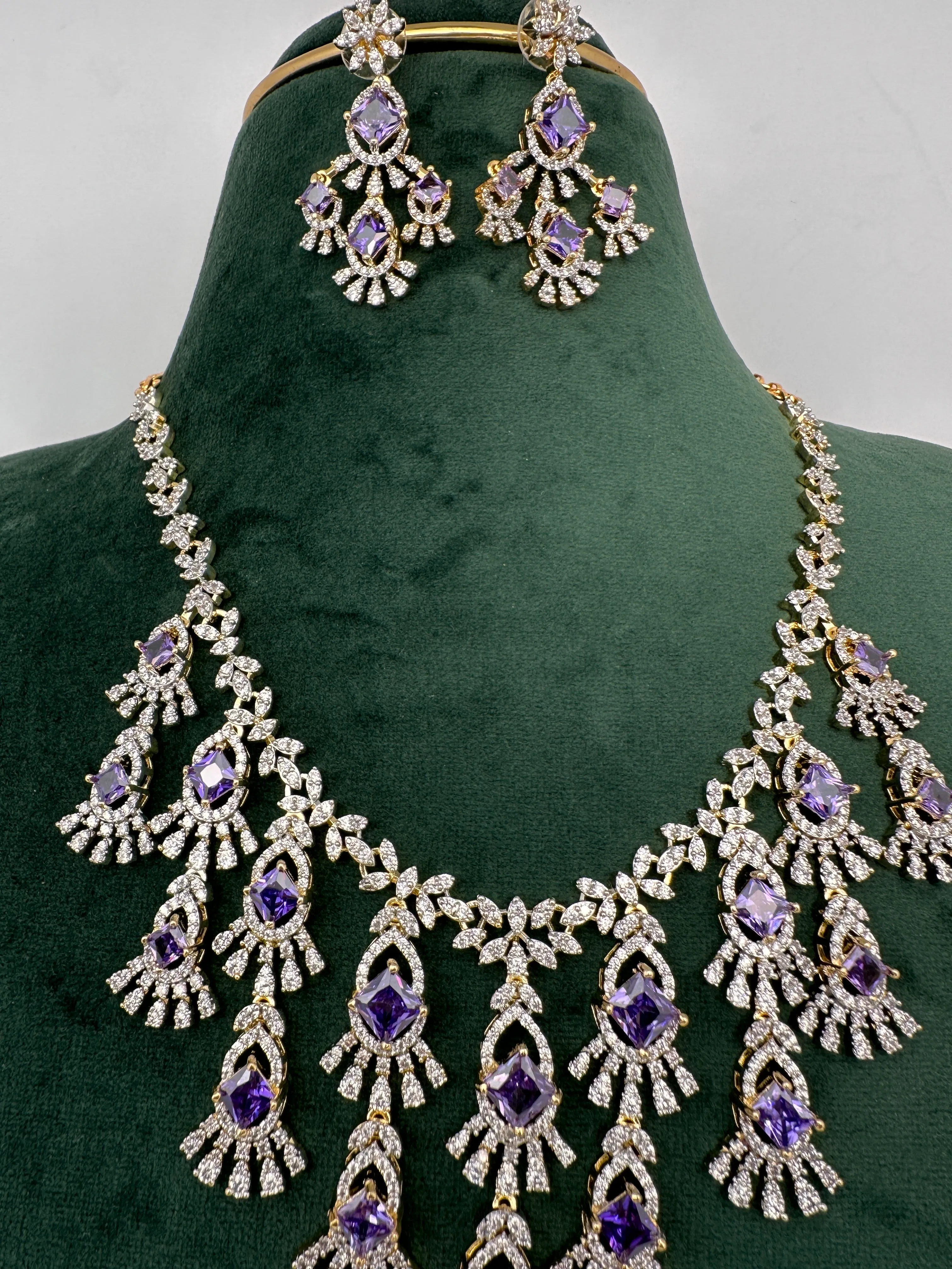 CZ Neckline Color Stone Short Necklace