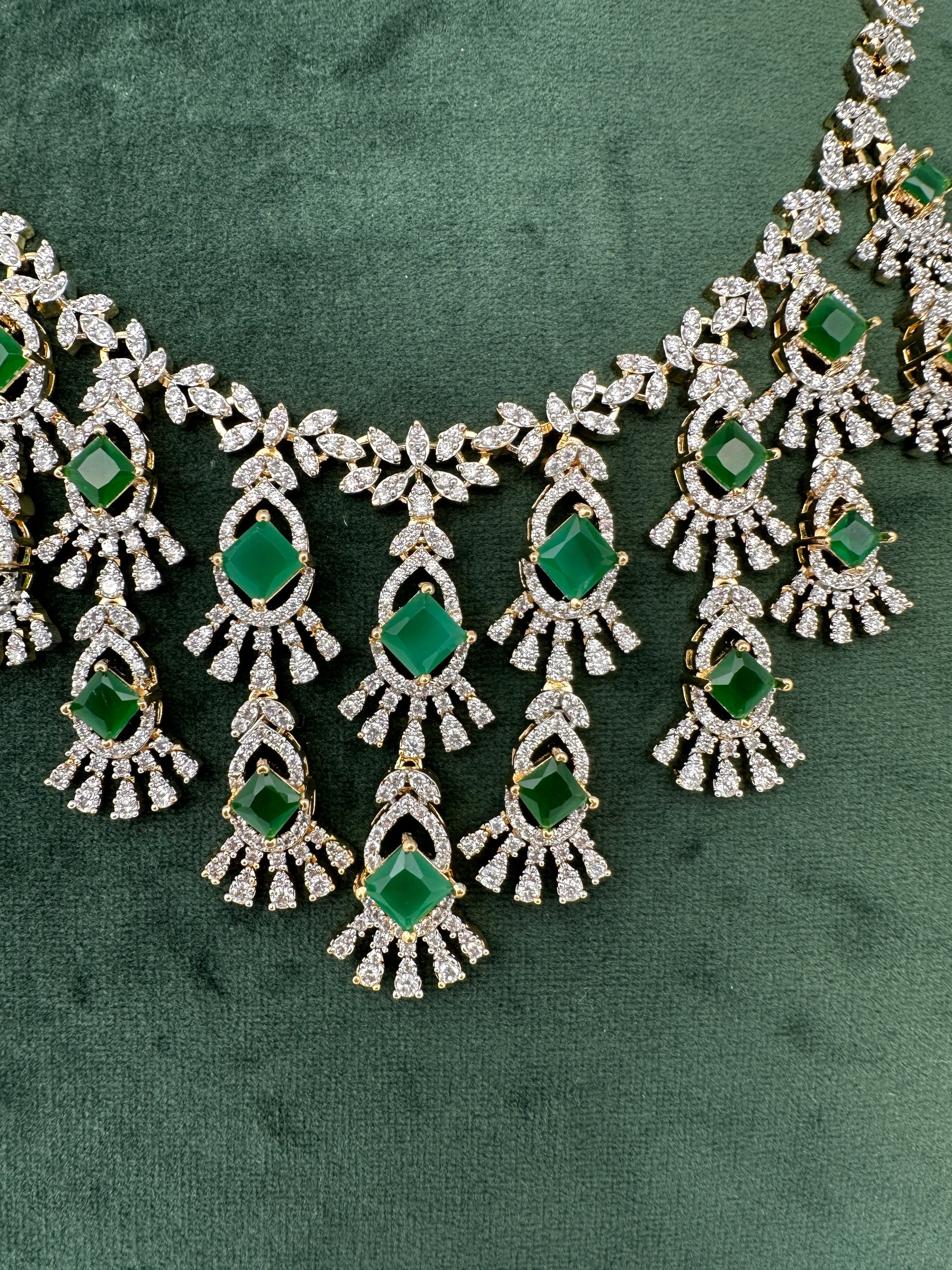 CZ Neckline Color Stone Short Necklace