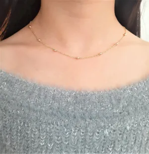 Dainty Gold Beaded Necklace