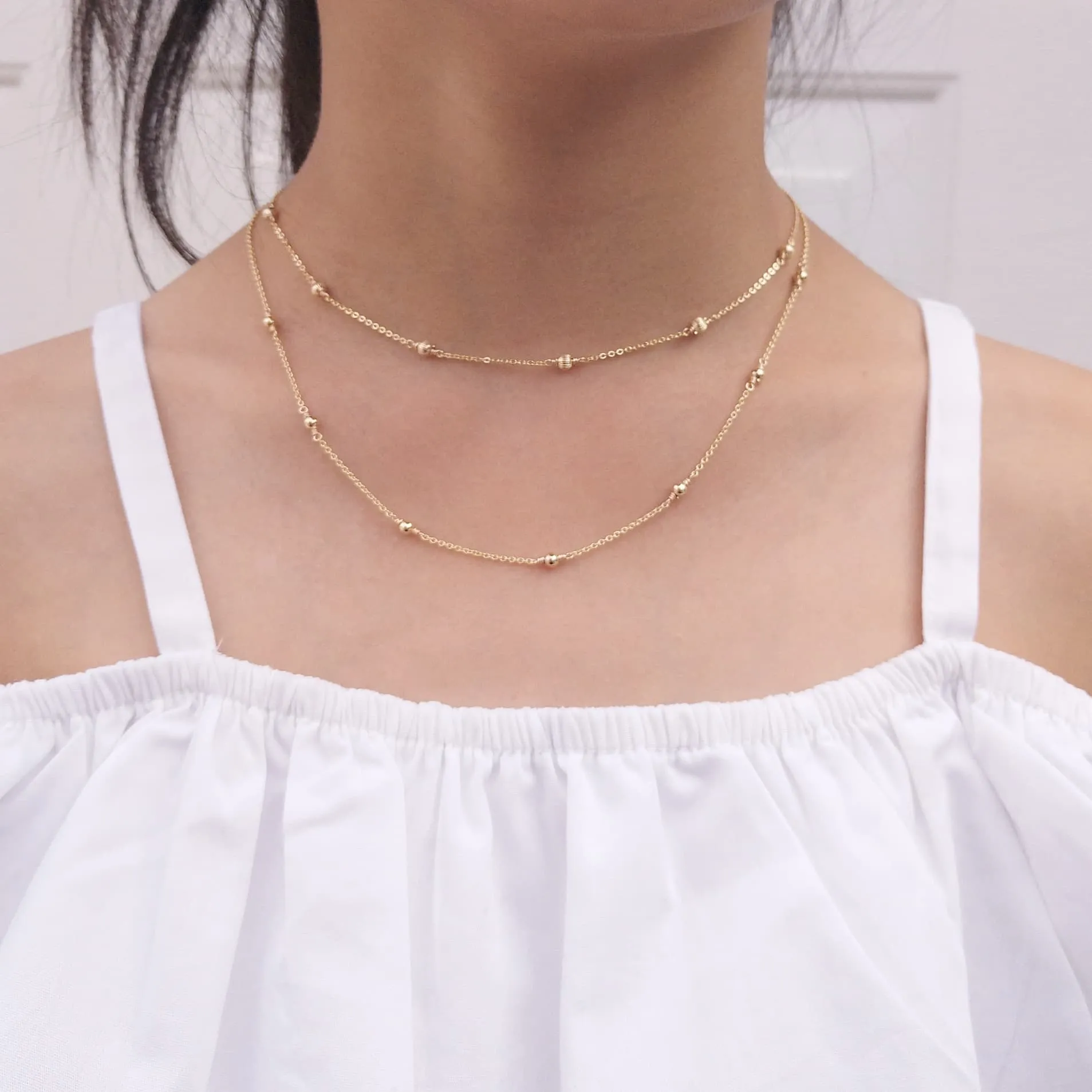 Dainty Gold Beaded Necklace