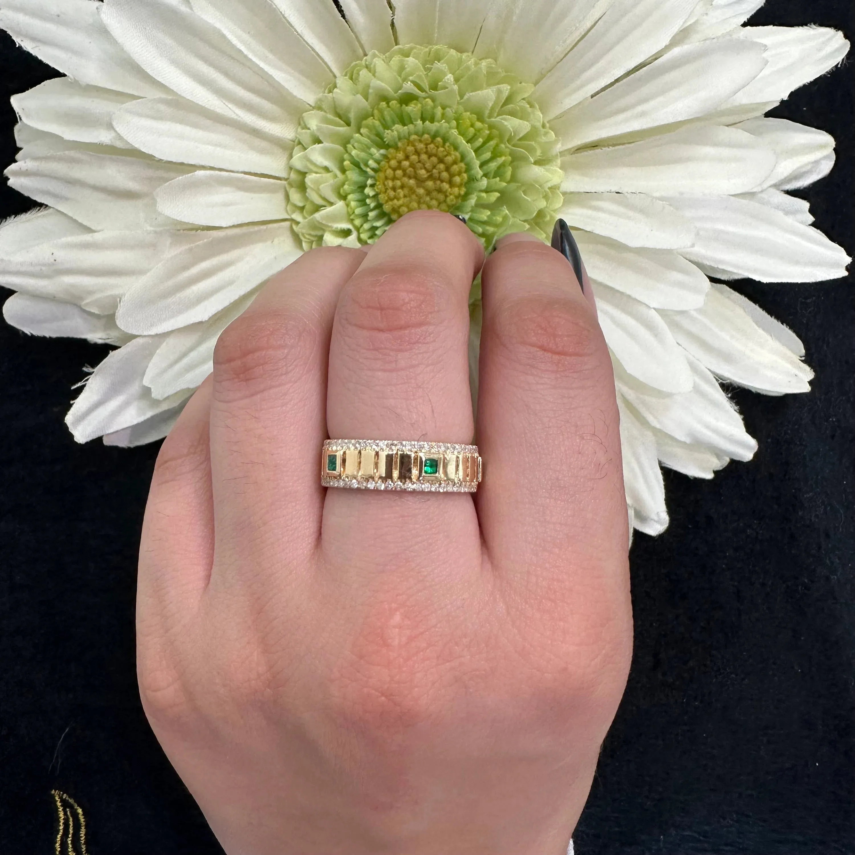 Diamond Turquoise Band Ring - 6