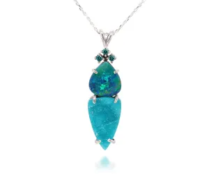 Double Drop Opal Teal Druzy Necklace