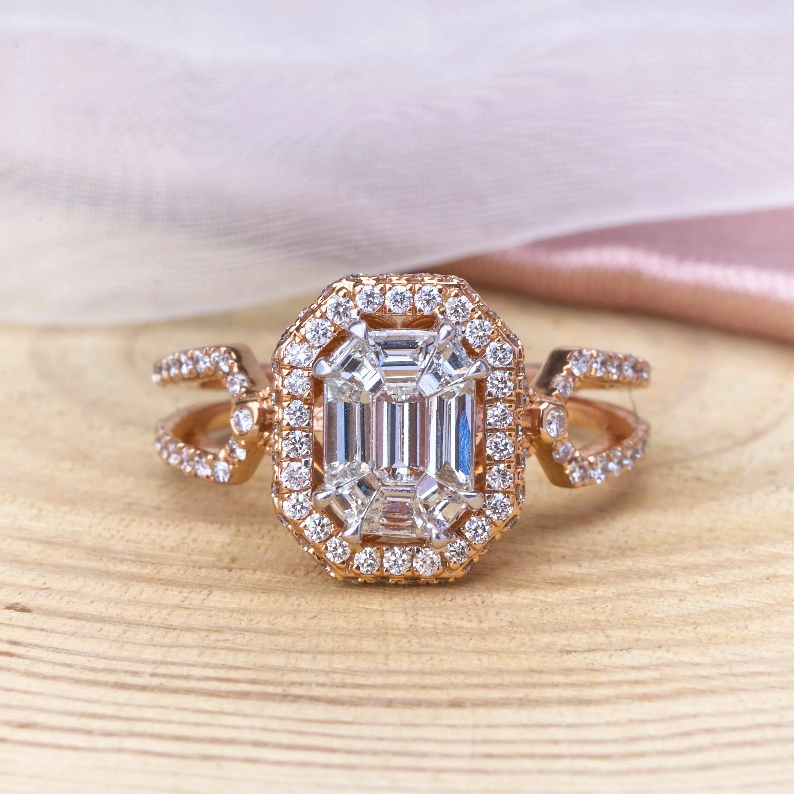 Emerald Cut Diamond Illusion Ring | Vintage Inspired Ring