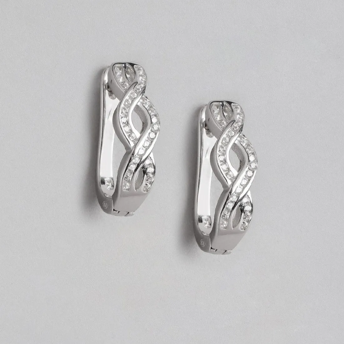 Eternal Infinity Rhodium-Plated Cubic Zirconia 925 Sterling Silver Earrings