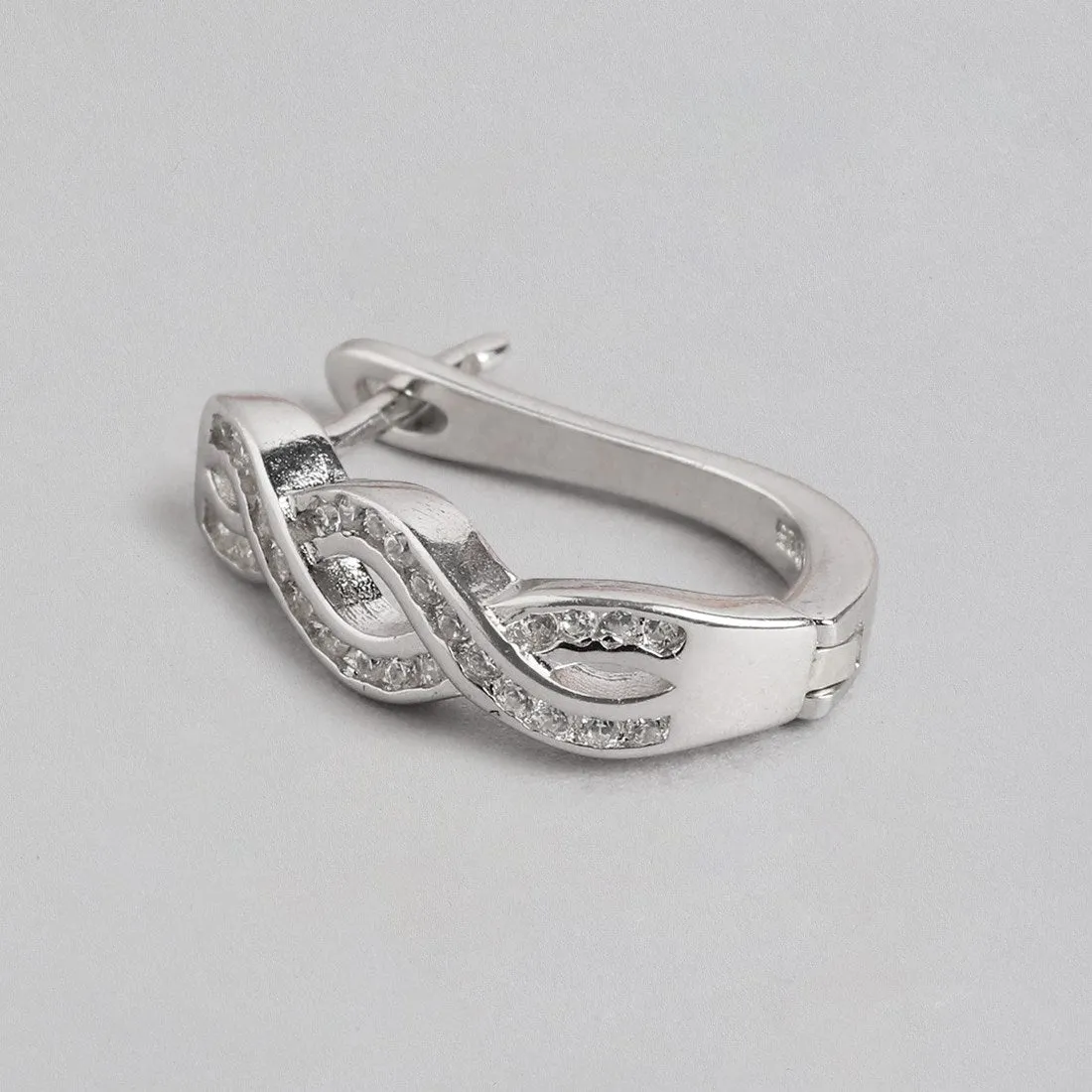 Eternal Infinity Rhodium-Plated Cubic Zirconia 925 Sterling Silver Earrings