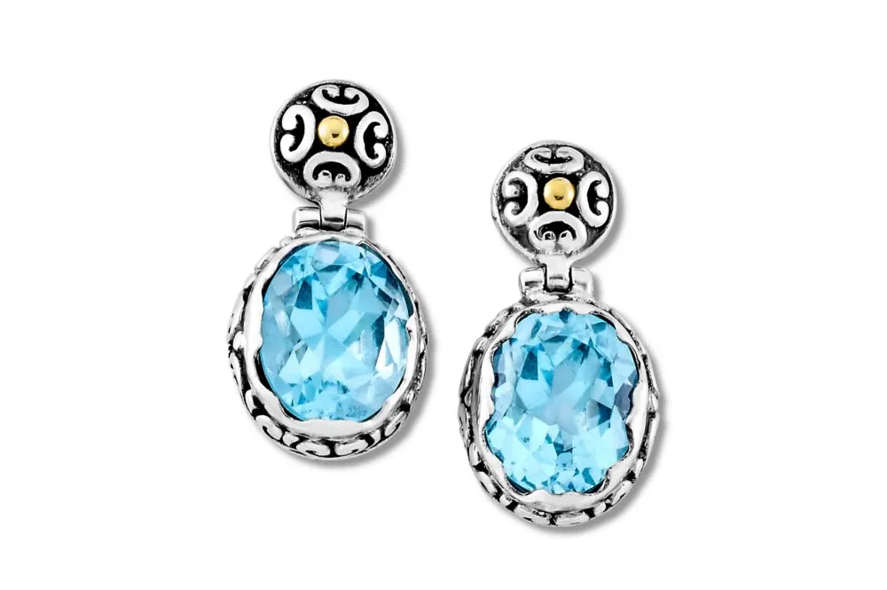 Gagak Earrings- Blue Topaz