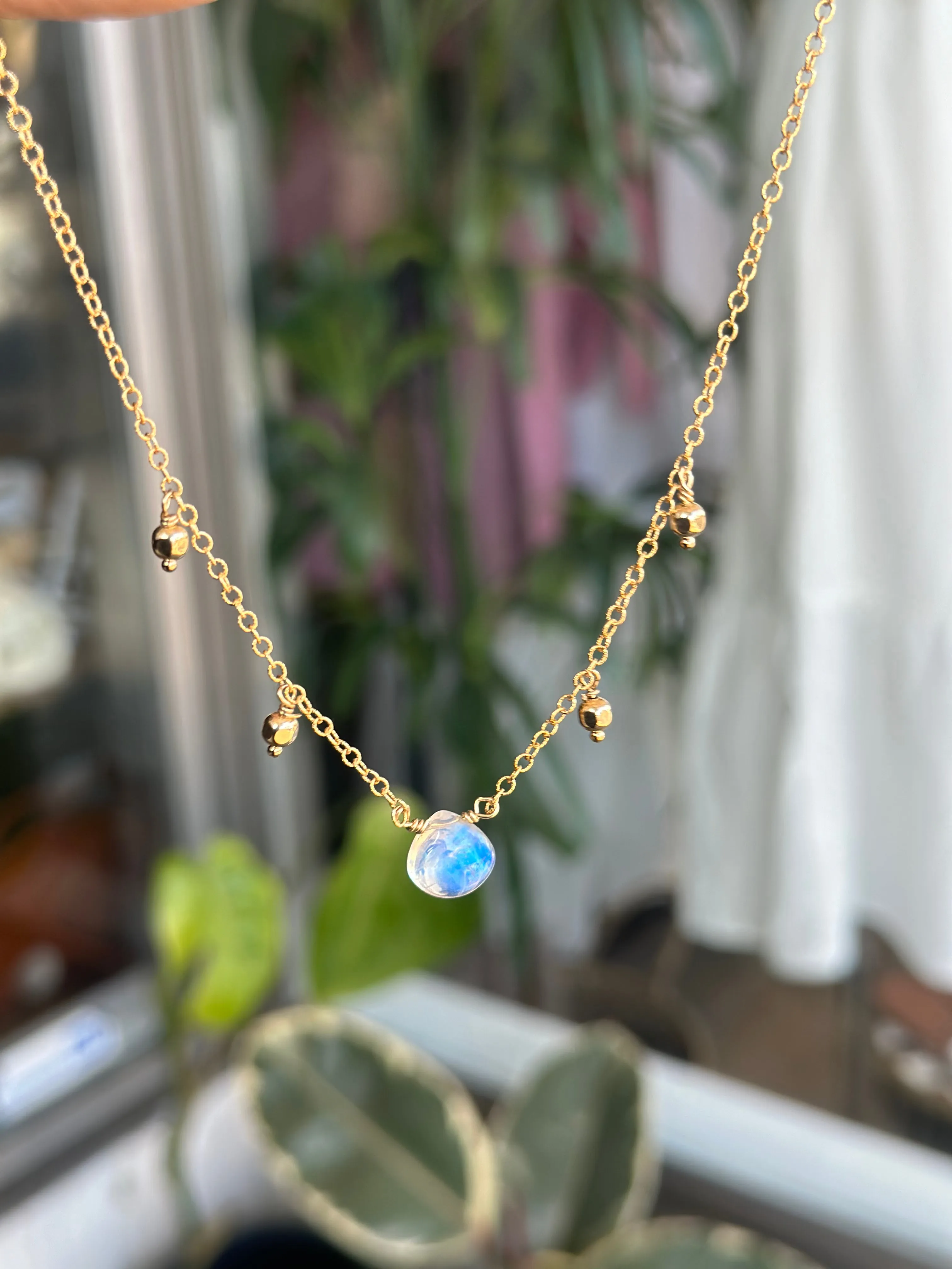 Gold Moonstone Charm necklace