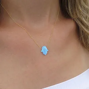 Gold Opal Hamsa Necklace