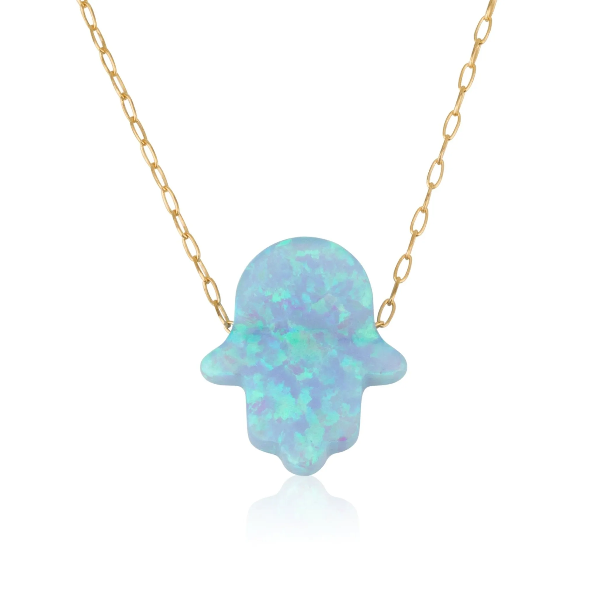 Gold Opal Hamsa Necklace