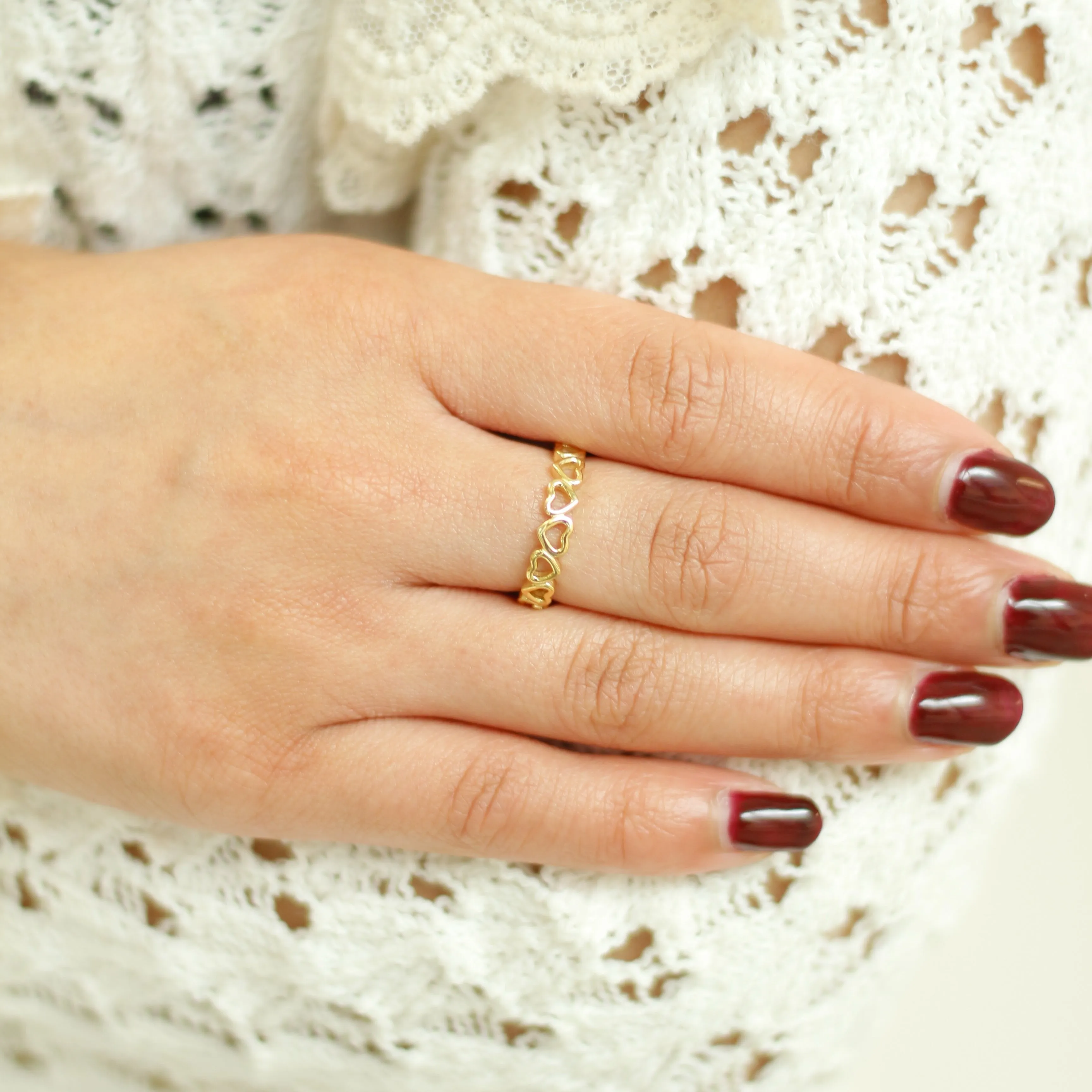 Heart Half Eternity Dainty Ring