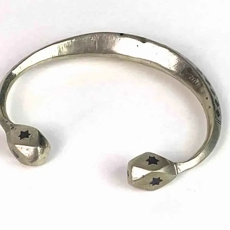 Heavy Tuareg Coin Silver Inlaid Bracelet