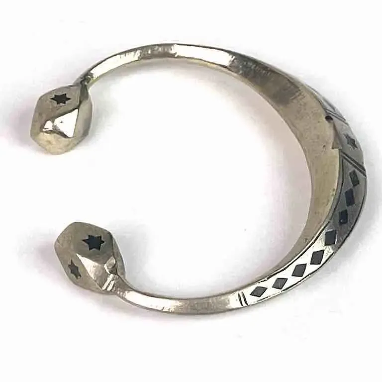 Heavy Tuareg Coin Silver Inlaid Bracelet