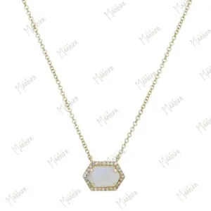 Hexagon Rainbow Moonstone Necklace