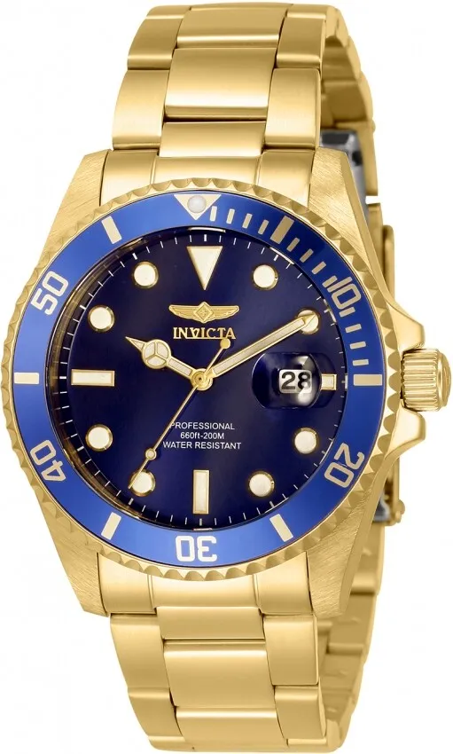 Invicta Pro Diver Quartz Blue Dial Yellow Gold-tone Ladies Watch 33276
