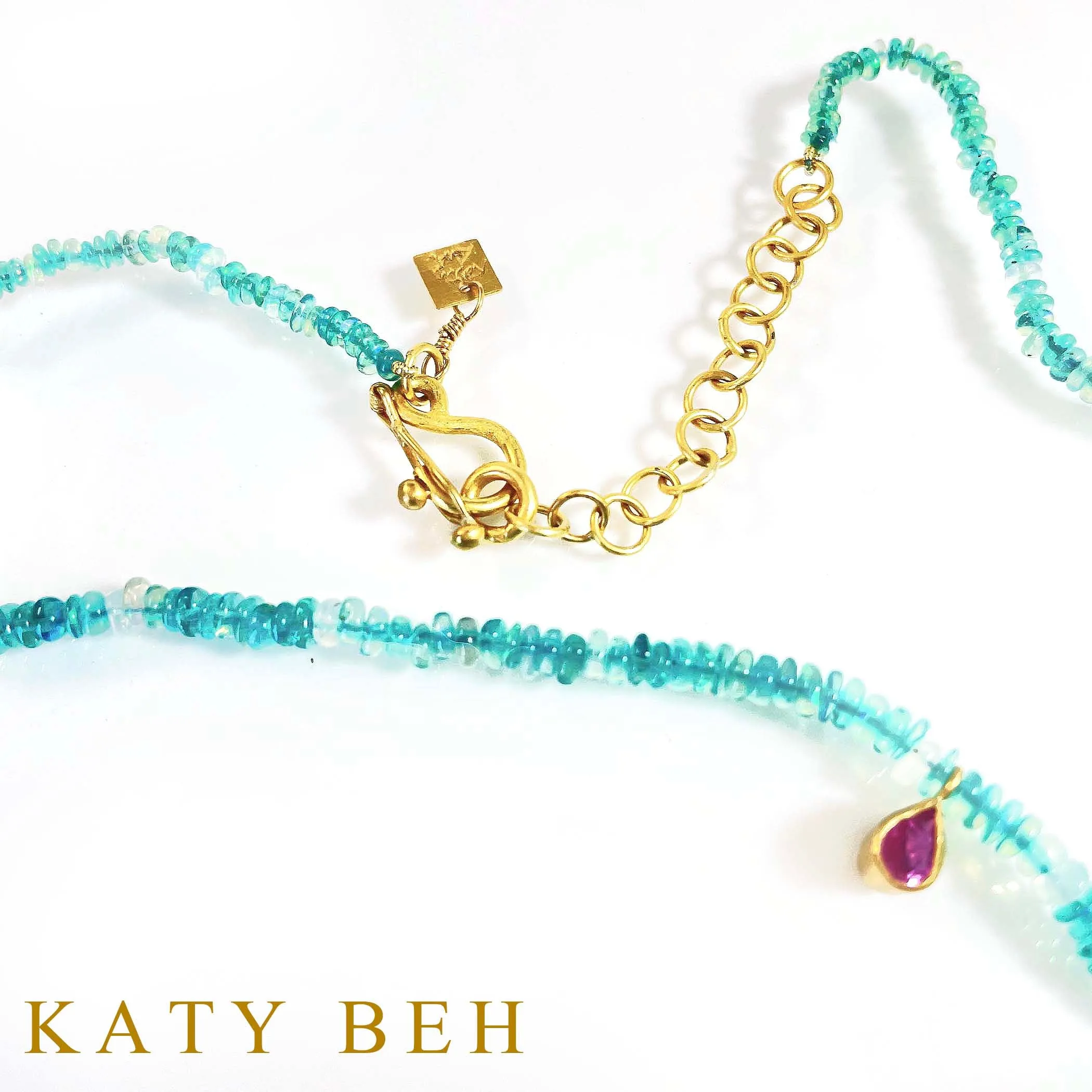 Melody Blue Opal and Pink Sapphire Necklace