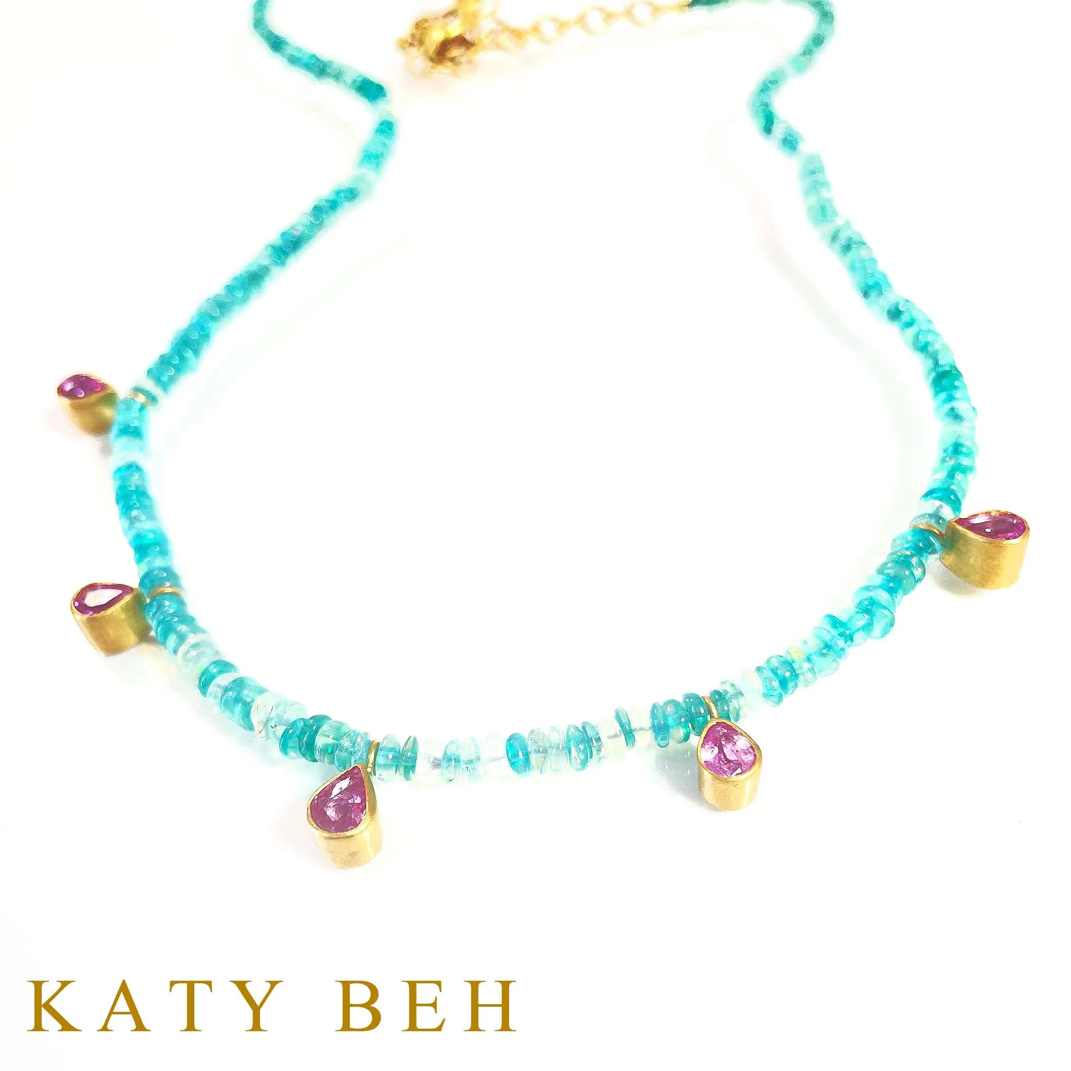 Melody Blue Opal and Pink Sapphire Necklace