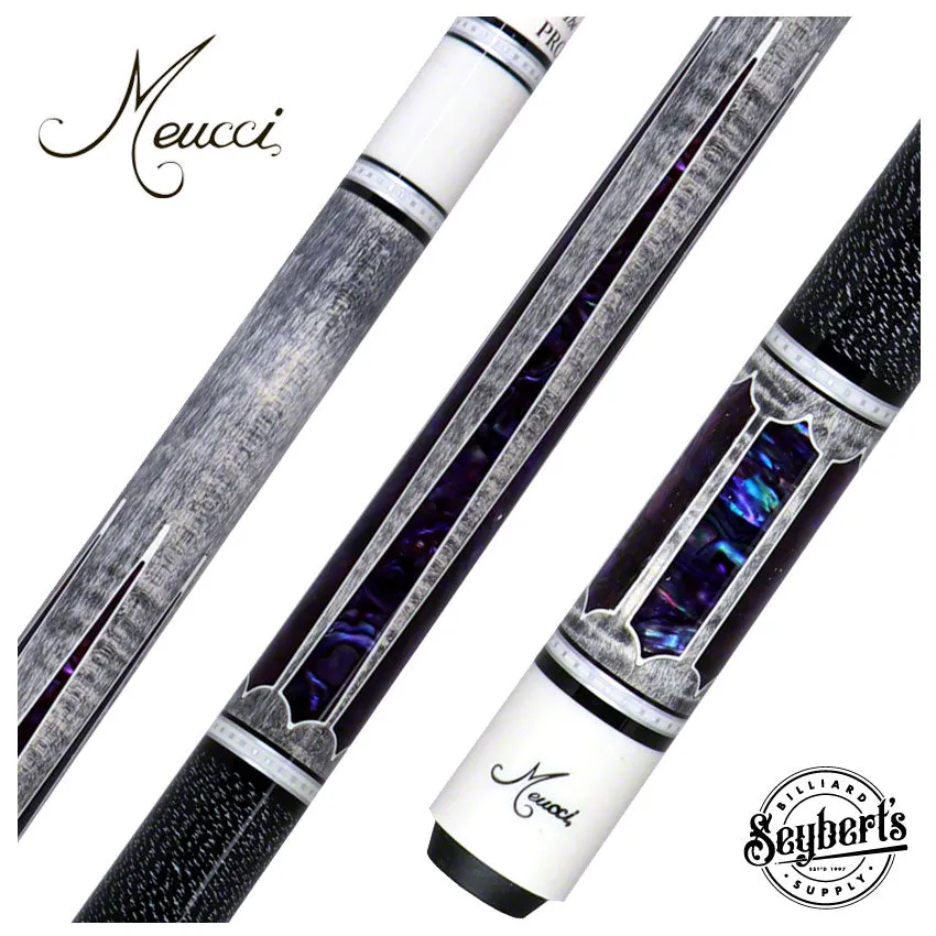 Meucci 2020 Gray - Purple Pearl - Black/White Wrap Pool Cue with Pro Shaft - 2020GYPUBKWHP