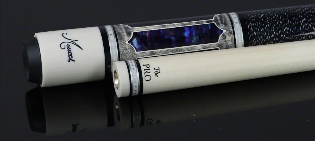 Meucci 2020 Gray - Purple Pearl - Black/White Wrap Pool Cue with Pro Shaft - 2020GYPUBKWHP