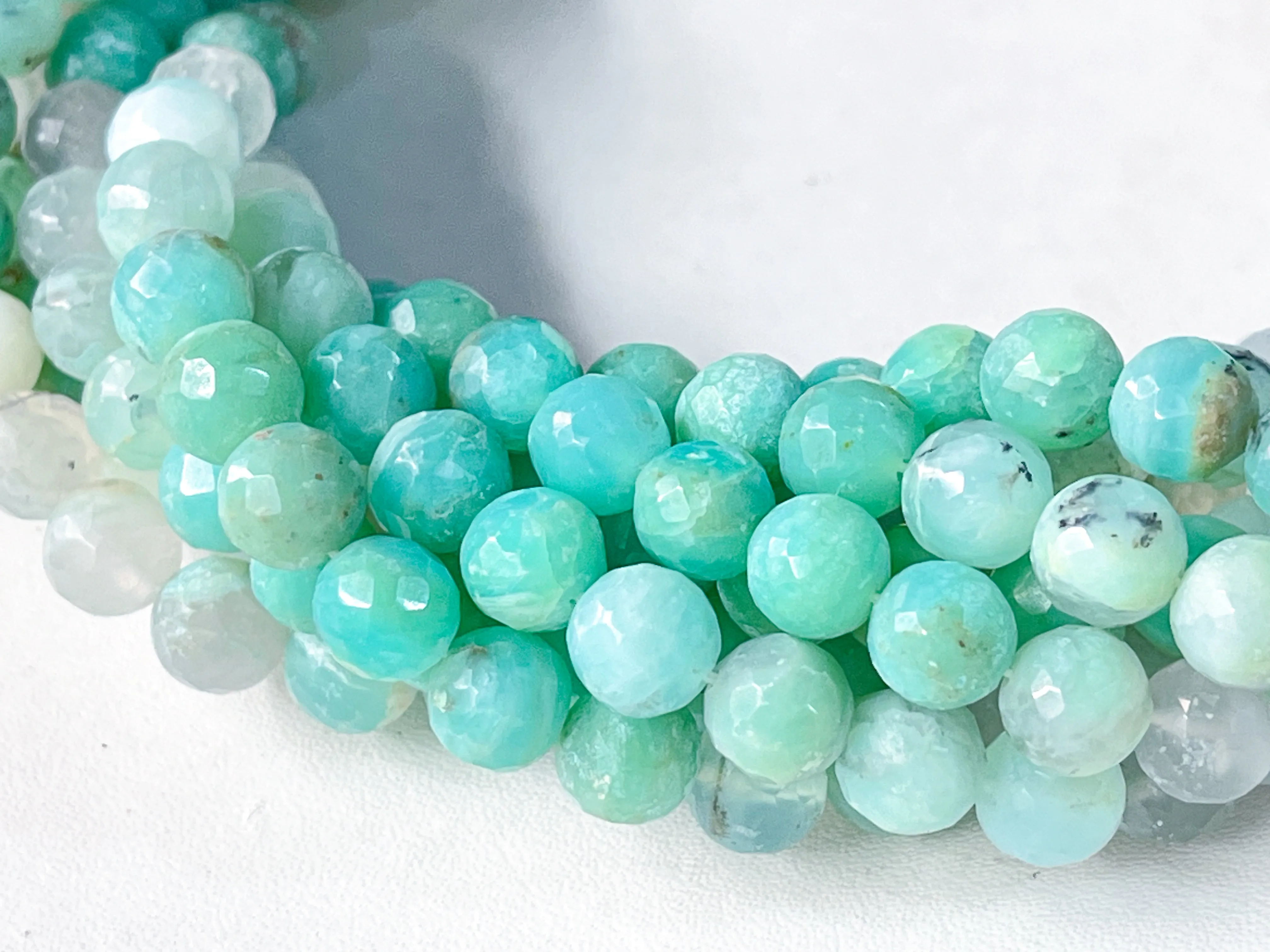 Peru Opal Micro Faceted Spherical Shape Beads